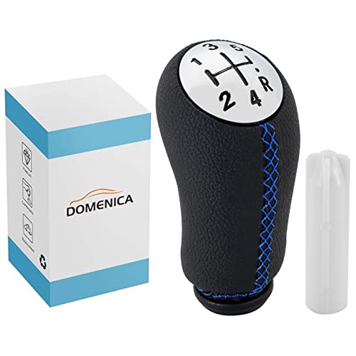 DOMENICA 5 Vitesses Pommeau de Levier de Vitesse Cuir Compatible pour Renault Clio 3 Clio 4 Megane 2 Scenic 2 Laguna 2 Dacia Modus Kangoo (Bleu)