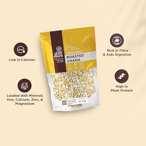 Image of Pure & Sure Organic Roasted Chana Dal 500gm | 100% Bhuna Chana, Natural & Vegan | Gluten Free | Rich in Protein & Energy Source | No Additives & Pesticides Free
