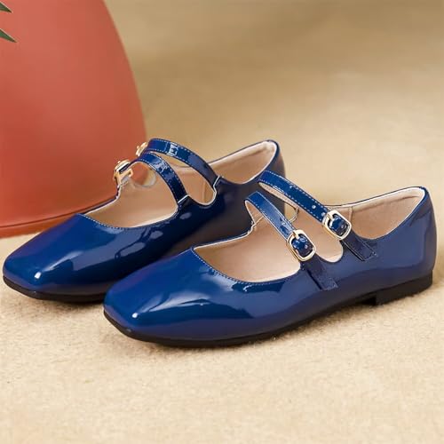 LUXINYU Mary Jane Flats for Women Dressy Retro Square Toe Ankle Strap Ballet Flats Comfortable Patent Leather Shoes3