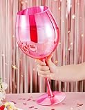 NiHome 3300 ml Giant Wine Glass in Rosa, Riesiges Deko-Weinglas für Frauen, Personalisierbares Geschenk für Geburtstag & Weihnachten, Handgefertigtes Bleifreies Glas als Blickfang für Feier & Zuhause