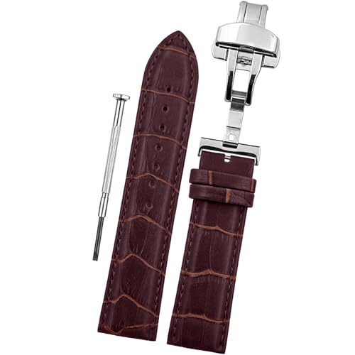 Image of DBLACK ''HOOK'' Leather Watch Strap with Butterfly Lock, Bamboo Design Pattern Full Padded Watch Belt / / For 18mm, 20mm, 22mm, or 24mm Watch Band (Choose Your Size & Color)