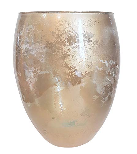 Oberstdorfer Glashütte Vase Gold antik Gold Glasvase groß Shabby Gold Windlicht groß antik Stil Tischvase Blumenvase antikes Design Höhe ca 27 cm Öffnung Durchmesser ca. 18 cm Cover