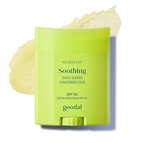 GOODAL Heartleaf Soothing Quick Sliding Sunscreen Stick Broad Spectrum SPF 50 Lightweight Korean Sun Stick for Face & Body Non-Sticky for Reapplication Over Makeup Reef-Friendly Vegan 0.77 Oz