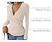 ANRABESS Long Sleeve Shirts for Women Sexy Sweater V Neck Ribbed Knit Slim Fit Wrap Top 2025 Fall Casual Fashion Clothes X-Large Light Khaki
