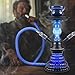 SERdeerCH Hookah 2 Hose Complete Set Silicone Tube Ceramic Bowl Hookah Smoking Glass Shisha with Heat Management System（Blue）