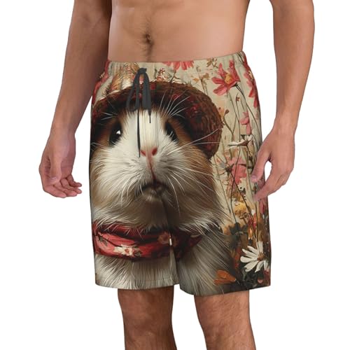Mens Swim Trunks Board Shorts Quick Dry Shorts with Pockets - Guinea Pig Vintage2
