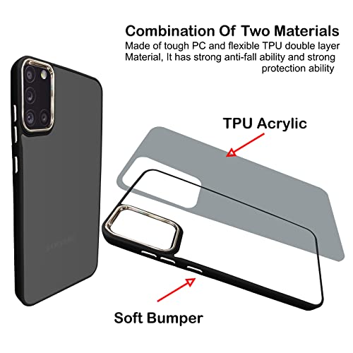 Image of A rtistque Frosted Translucent Back Cover Case for Samsung Galaxy A31 | Electroplated Chrome Ring | Raised Camera Edges for Protection | Smooth Sides TPU - Black