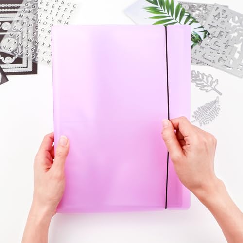 Álbum de almacenamiento grande para pegamentos y fotos Briartw con 80 bolsillos, material PP, bolsillos internos transparentes para tarjetas postales, sellos, troqueles de corte, pegamentos y organización de papel (morado) miniatura 5