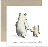 Old English Co. - Tarjeta de agradecimiento para abuelo, diseño de oso con texto en inglés "Shape Little Minds"