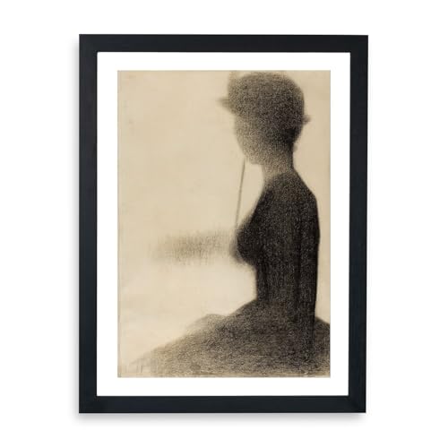 Femme assise avec un parasol Georges Seurat en affiche encadrée pour habiller un grand mur vide