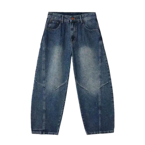 Men’S Fashion Slim Fit Heavyweight Vintage Washed Straight Leg Denim Cargo Pants Full Length Button Fly Distressed Jeans
