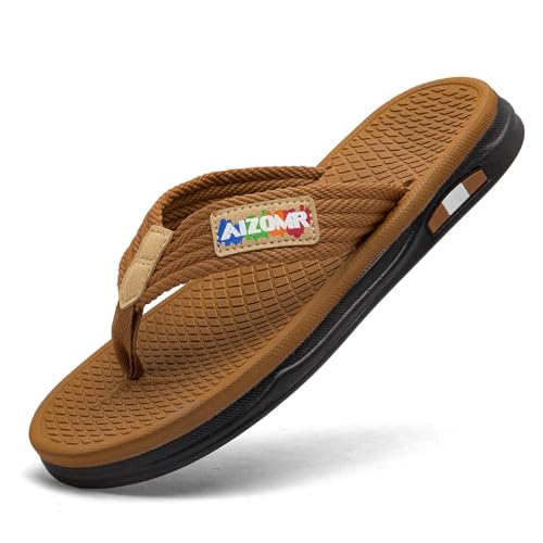 Image of Mens Flip Flops Thong Sandals Lightweight Comfortable Summer Beach Slides Soft Cushion Footbed Open Toe Slippers for Pool Showers Dorms Water Friendly Indoor and Outdoor