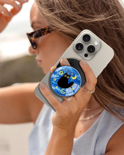 Image of Magnetic Phone Grip, Cute Finger Grip Phone Stand, Cat Stars