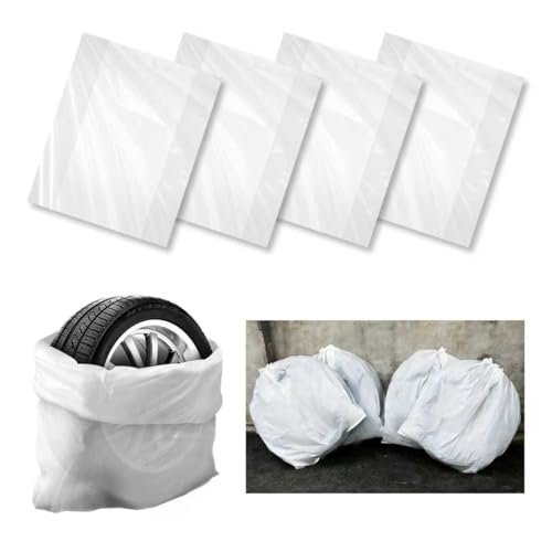 4PCS Extra Large Car Tire Bags for Storage LDPE Disposable Car Tire Storage Bags for Easy Storages and Transportation of Tires Dustproof & Tear Resistant Tires Covers for Cars