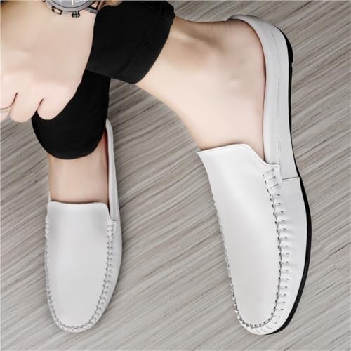 Round Toe Solid Color Faux Leather Half Loafers Shoes Comfortable Anti-Slip Lightweight Wedding Slip-on2