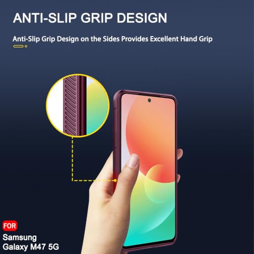 Image of TheGiftKart Liquid Silicon Back Cover Case for Samsung Galaxy M47 5G | Shockproof Military Grade Protection | Micro-Fibre Cloth On Inner Side | Anti-Slip Grip Back Cover Samsung M47 5G (TPU, Maroon)