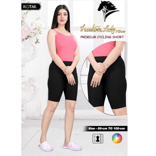 Image of Cycling Shorts for Women's - High Waist Knee Length Inner Shorts | Super Combed Cotton Stretch | Breathable & Comfortable for Workouts, Casual, Nightwear & Everyday Use