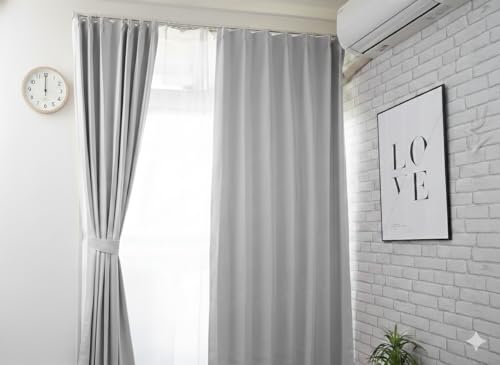 curtain-fabfun �J�[�e�� 2�� �Ռ� 110cm�� 2���g �f�M �ۉ� �ߓd�΍� �􂦂� �ȃG�l �`��L�� 2���Z�b�g 27�T�C�Y���I�ׂ� [��100x��110�p 2���g �A�C�{���[�O���[ ME612]