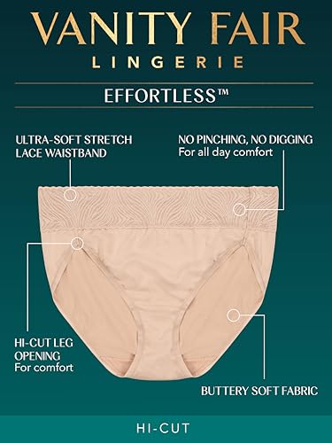 Image of Vanity Fair Women's Effortless Panties for Everyday Wear, Buttery Soft Fabric & Lace
