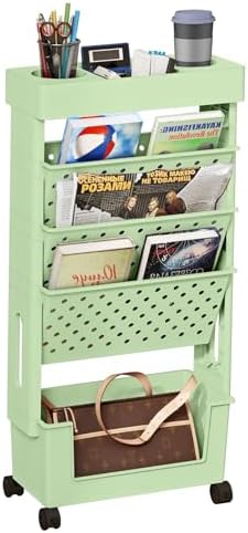 Amazon.com: yeavs 5-Tier Mobile Bookshelf, Rolling Bookcase Book ...