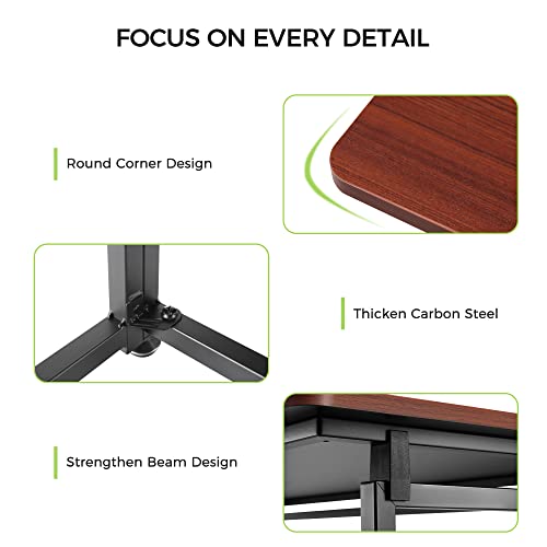 Ee Eureka Ergonomic FOLD-43T Eureka Ergonomic Folding Computer Desk, No Assembly Tables, 43 Inch Foldable Desk For Work Study Desk Gaming Desk Small Desk To Save Space Home Office Pc Desk Writing Student, Adjustable, Cherry thumb #7