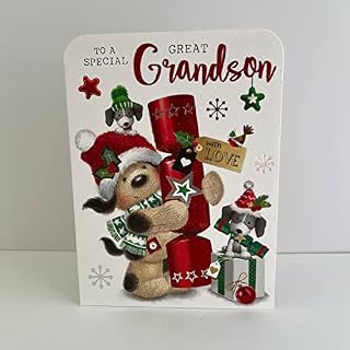 Jonny Javelin Wonderful Great Grandson Merry Christmas Card Cute Dog Cracker