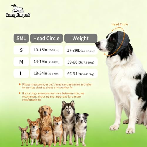 Image of Dog Ear Muffs, Gray, L (Head Size: 18 inch-24 inch) | Upgraded, Noise Protection & Anxiety Relief, Adjustable No Shake Ear Wrap