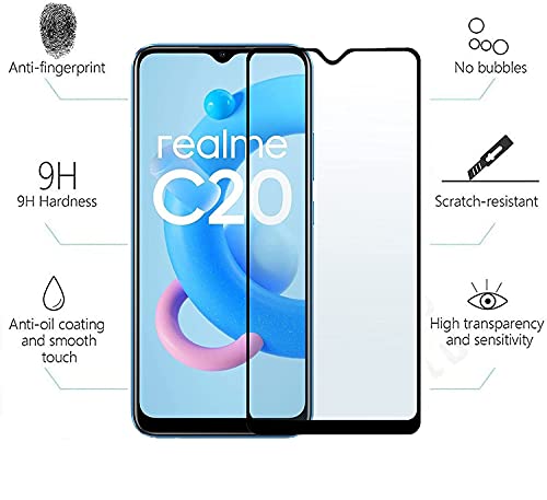 Image of Screen Protector for RealMe C25 | C21 | C21Y | C20 (Black) Tempered Glass Edge-to-Edge 6D Screen Guard With Installation Kit