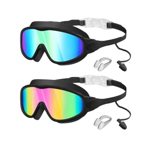 PVZXR Swim Goggles 2026 New Kids Goggles with Earplugs& Nose Clip Wide View Anti-Fog/UV Swimming Goggles for Age 3-15 Boys Girls (L)
