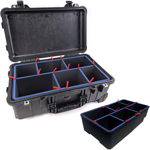 LAFENLIN UPGRADE DIY Divider System for Pelican 1510 & Apache 5800[Organize Securely Customize Instantly] Professional U-Clip & Red Pull Tab Dividers for Camera Tactical Medical Tool Gear-NO Case