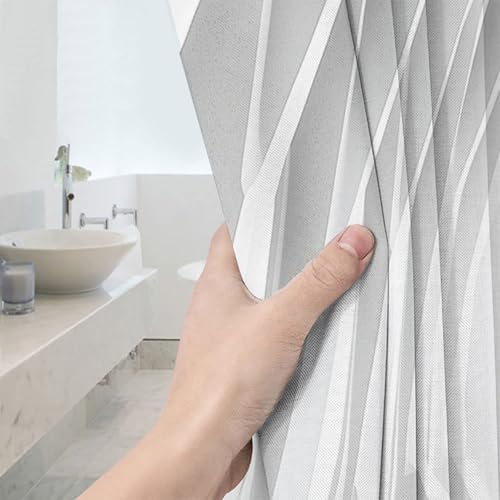 Rideau de douche imperméable et lavable avec impression géométrique 3D