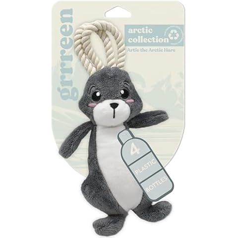 GRRREEN Arctic Collection Dog Toys | Jumbo Sized Artie The Arctic Hare | Cute, Durable, & Sustainable Plush Chew Toys for Dogs | Made from Eco Friendly & Recycled Materials | Go Green! Cover
