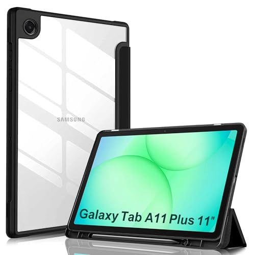 Image of ProElite Cover for Samsung Galaxy Tab A11 Plus 11 inch 2025, Smart Flip Case Cover for Samsung Galaxy Tab A11+ 11 inch 2025 with Pen Holder, Black [Transparent Back]