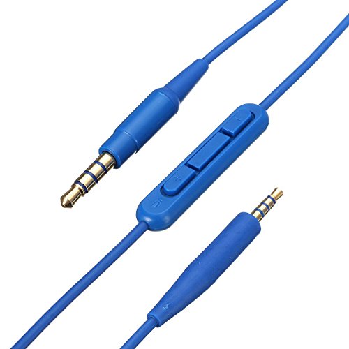 Replacement Inline Mic Remote Volume Control Audio Cable Cord Line For Bose Soundtrue Soundlink Qc25 Qc35 Oe2 Headphoes With Iphone Devices(Blue Mic) #TOP2