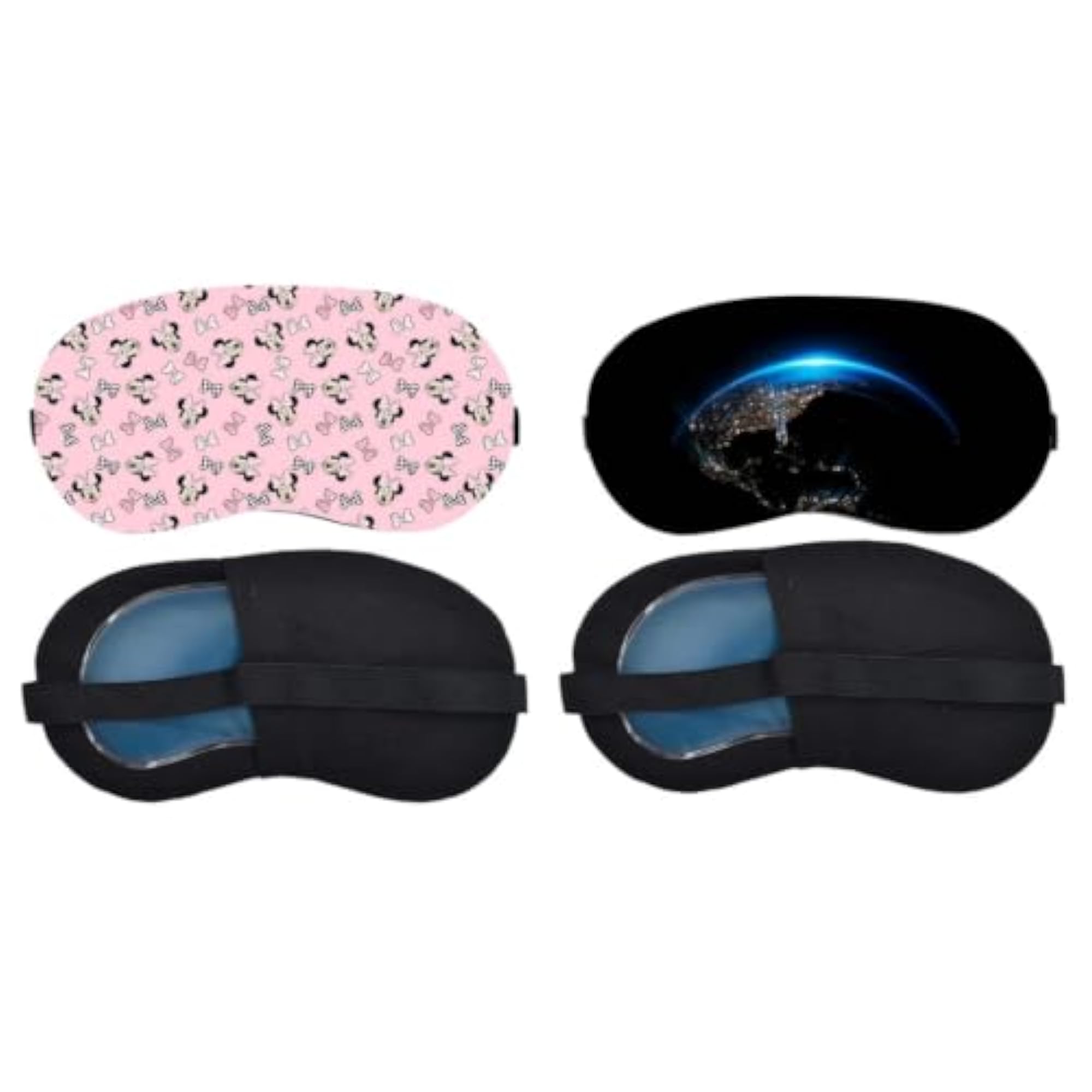 Pink Unicorn and Butterfly Pattern Sleeping Mask Combo, Comfortable Eye Cover