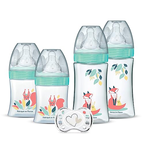 DODIE Lot de 4 biberons naissance Tétine Ronde Anti-Colique (2x150mL et 2x270mL), + une sucette...