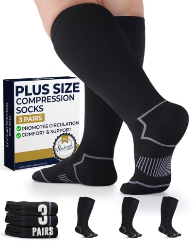 Image of Pembrook Plus Size Compression Socks for Women Wide Calf - 3 Pairs, 20-30mmHg Extra Wide Calf Compression Socks, Up to 4XL