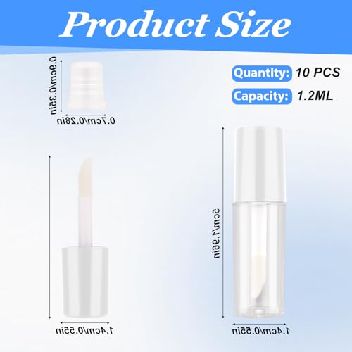 10pcs Empty Lip Gloss Tubes, 1.2ml Mini Refillable Cosmetic Containers Bottles Lip Balm Bottles Lipgloss Dispenser for Lipstick Samples, Lip Balms2