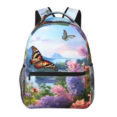 Sac à dos voyage ordinateur étanche à motif papillon et compartiments renforcés