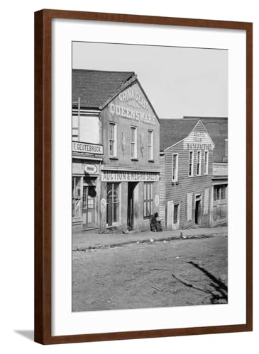 ART.COM Wall Art Print Auction and Negro Sales, Whitehall Street on Brown Frame, 21" x 29"