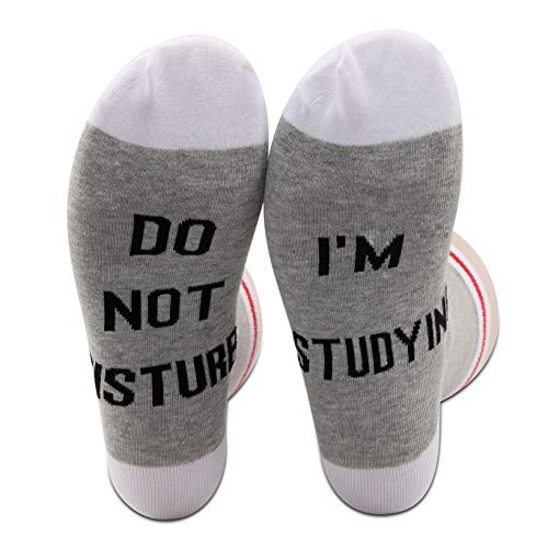 PXTIDY 2 Pairs Do Not Disturb I'm Studying Novelty Socks - Bookworm Gift for Student Reading Lover