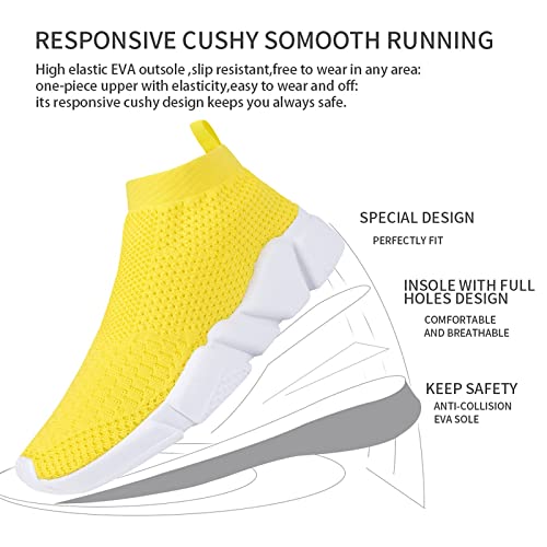 WXQ Women's Athletic Walking Shoes Lightweight Fashion Sneakers Breathable Running Shoes Yellow 35 - Thumbnail 5