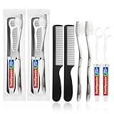 Einweg-Zahnbürste, Reisezahnbürste Bulk mit Zahnpasta, Zahnseide Picks, Kämme, einzeln verpackt, geeignet für Zuhause, Reisen, Hotel (15er-Pack)