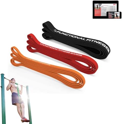 Rubberbanditz- Pull Up Assistance Bands Set of 3 Functional Fitness -Resistance Bands Set for Men & Women, Exercise Bands Workout Bands Body Stretching, Powerlifting | Tension 5-100 lbs