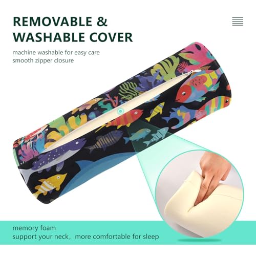 Almohada cilíndrica de espuma viscoelástica con funda lavable miniatura 4
