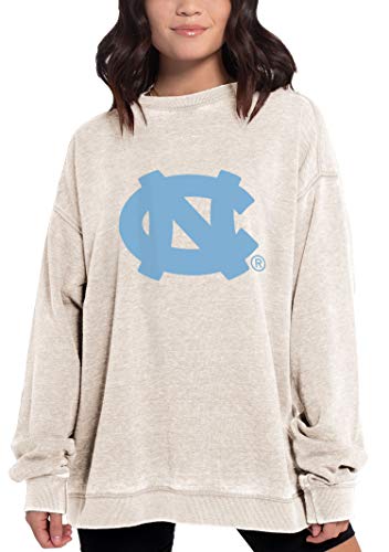 Chicka-d NCAA North Carolina Tar Heels Womens Campus Crew Pullover, Oatmeal, Large, 449_NC_PL