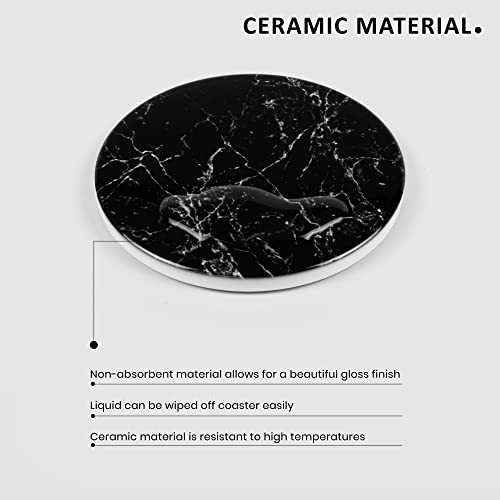 Naivasha Homeware Marble Coasters Set of 6, Stunning Decorative Coasters in GLOSS Finish, Elegant Stone with Cork Bottom - Image 3