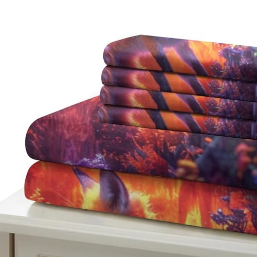 Housse de couette respirante renard 3D en microfibre pour des nuits douces en lit double