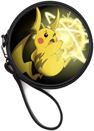LaHuo Japan Anime Pokemon Pikachu Custom Design Women Makeup Bag Personality Round Makeup Bag Coin Purse