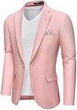 MAGE MALE Men's Slim Fit Blazer Jackets Suit One Button Lightweight Sport Coats Casual Blazer Pink